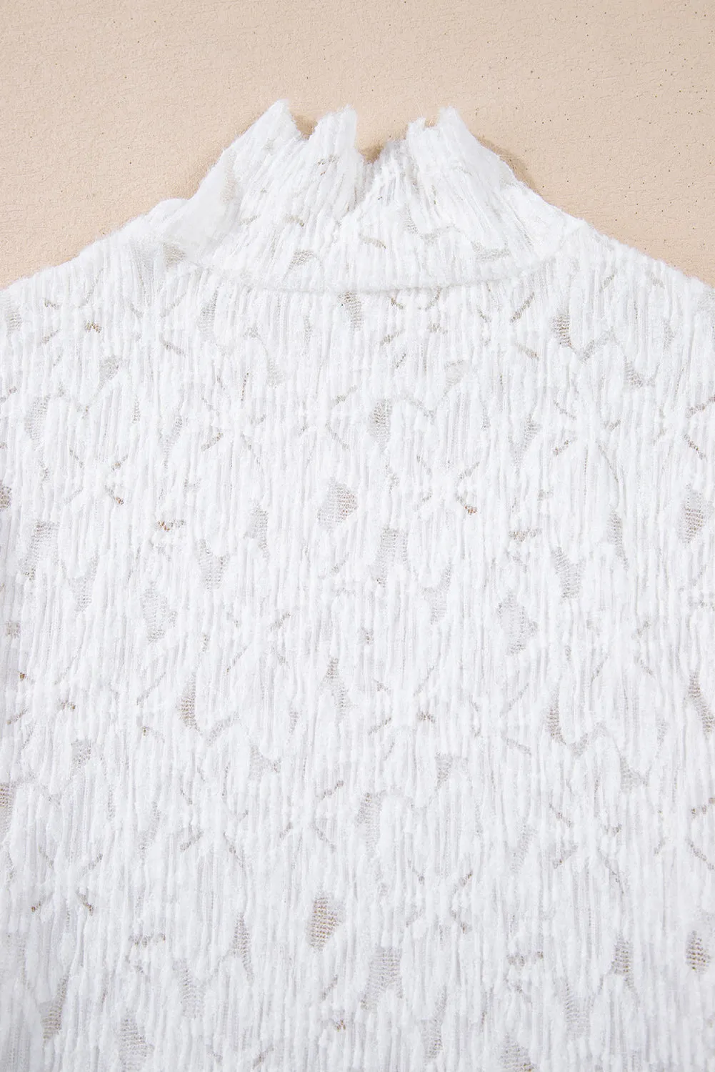 1. White Lace Flower See Through Slim Fit Long Sleeve Top