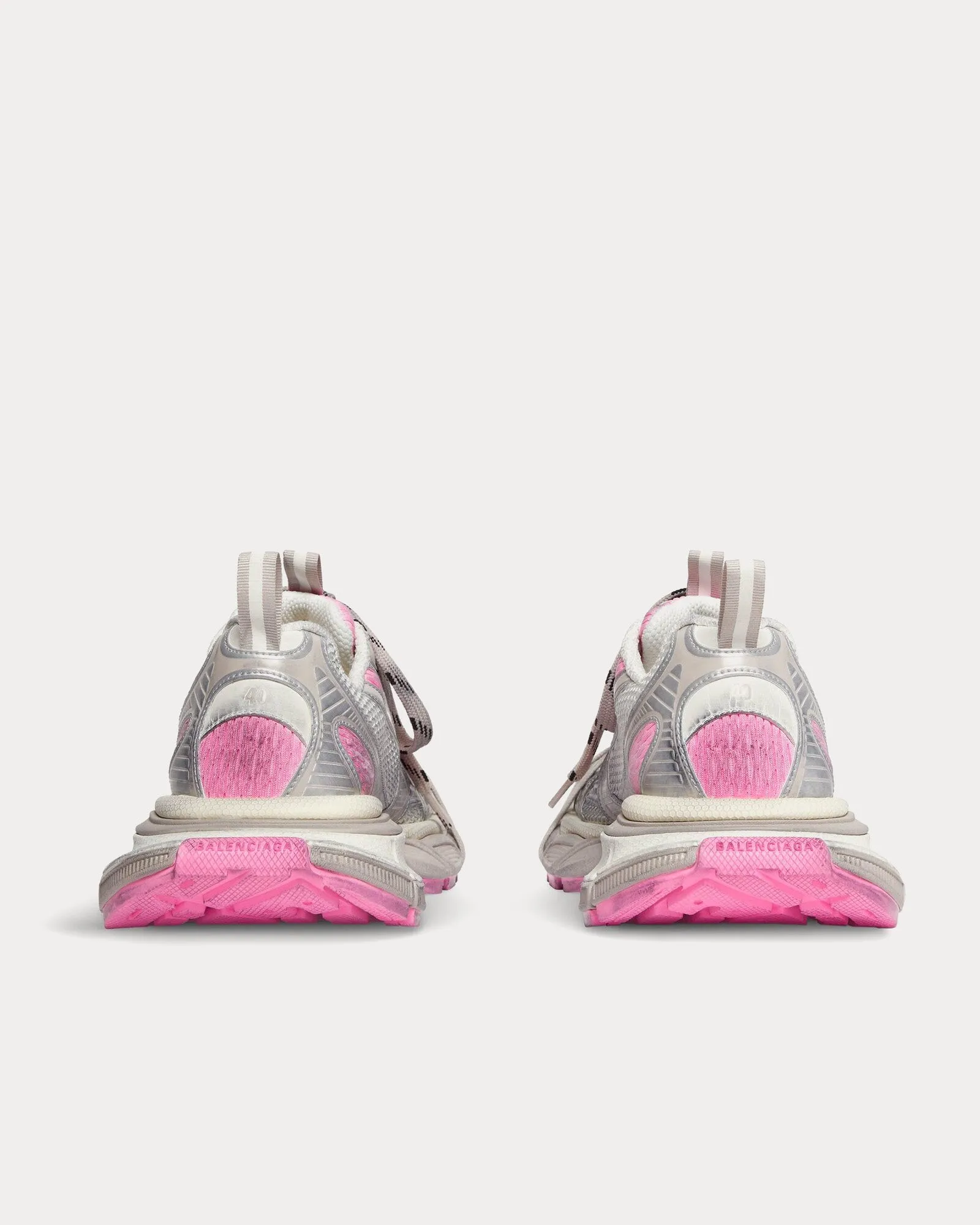 3XL Mesh & Polyurethane White / Grey / Pink Low Top Sneakers