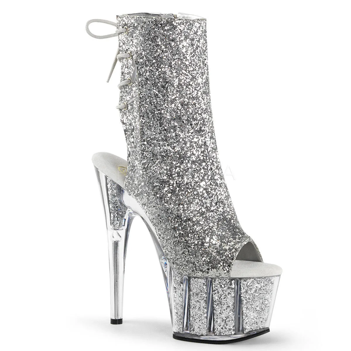 7 Inch Heel ADORE-1018G Silver Glitter