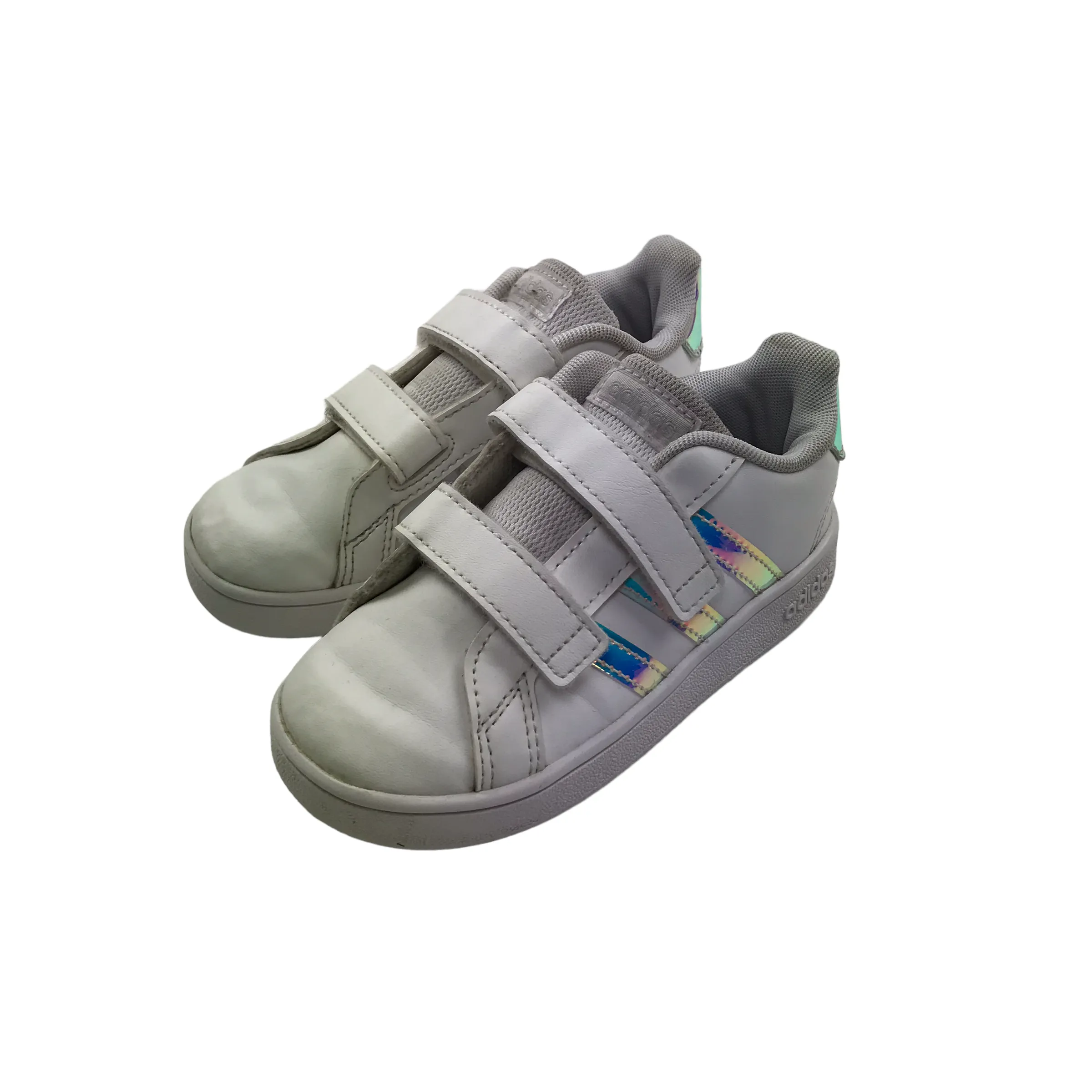 Adidas White and Metallized Detail Trainers Shoe Size 8.5K junior