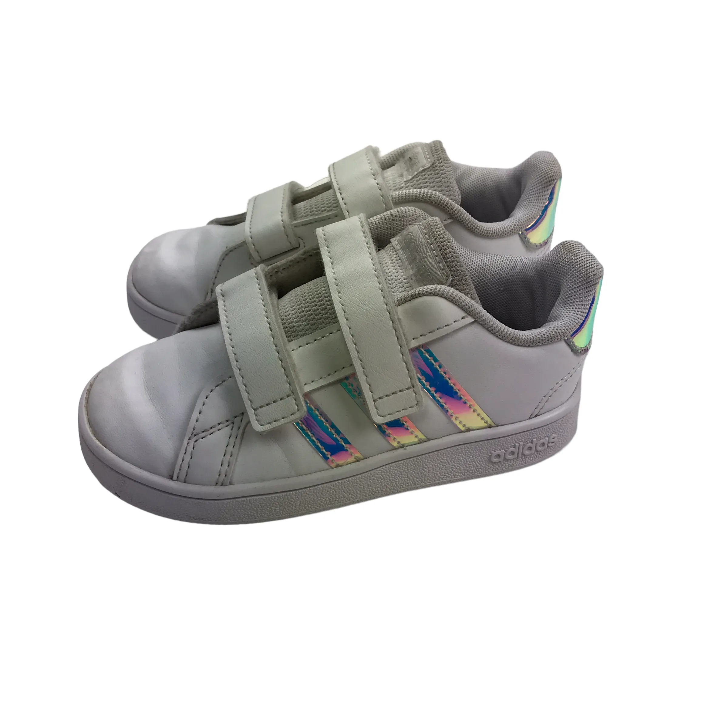Adidas White and Metallized Detail Trainers Shoe Size 8.5K junior