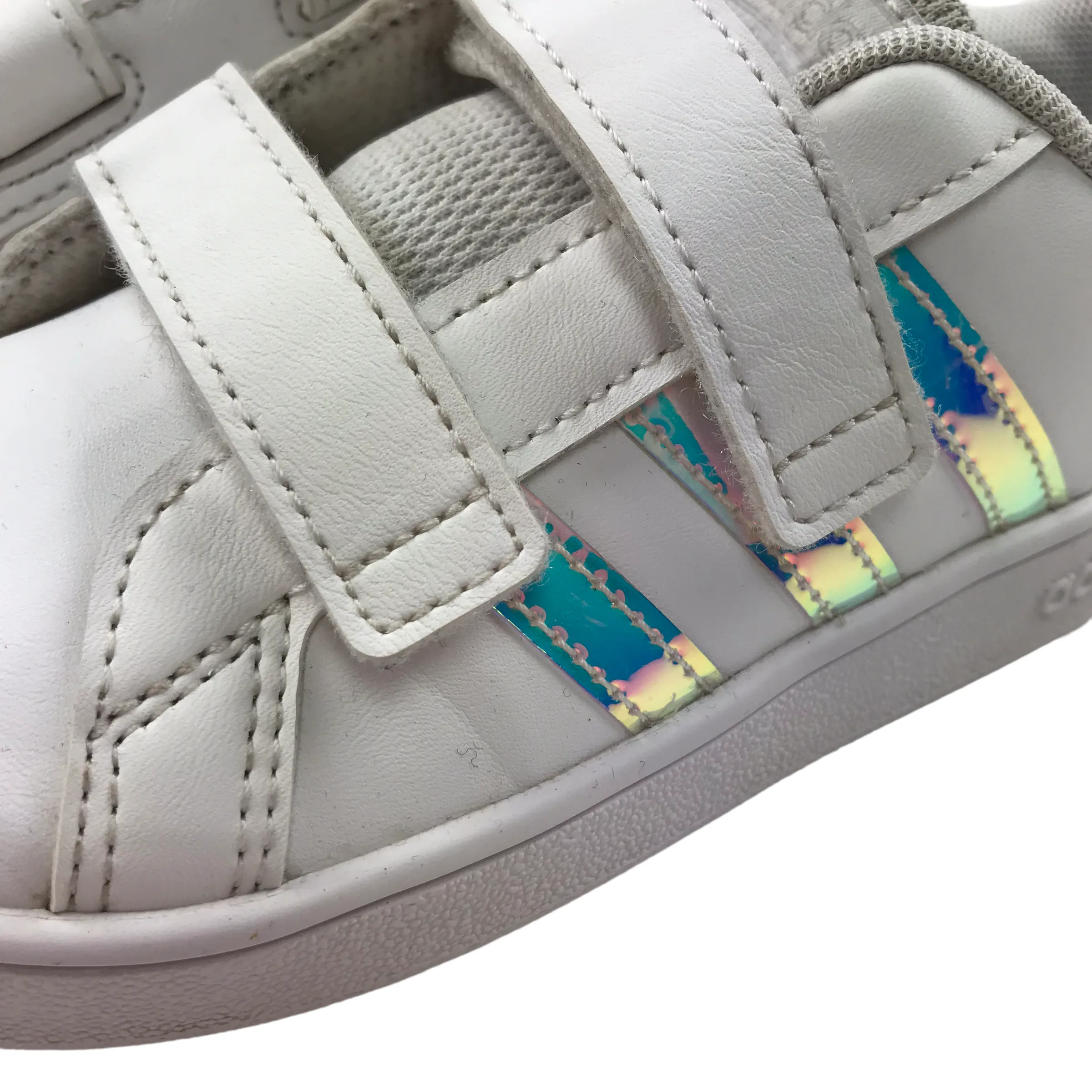Adidas White and Metallized Detail Trainers Shoe Size 8.5K junior