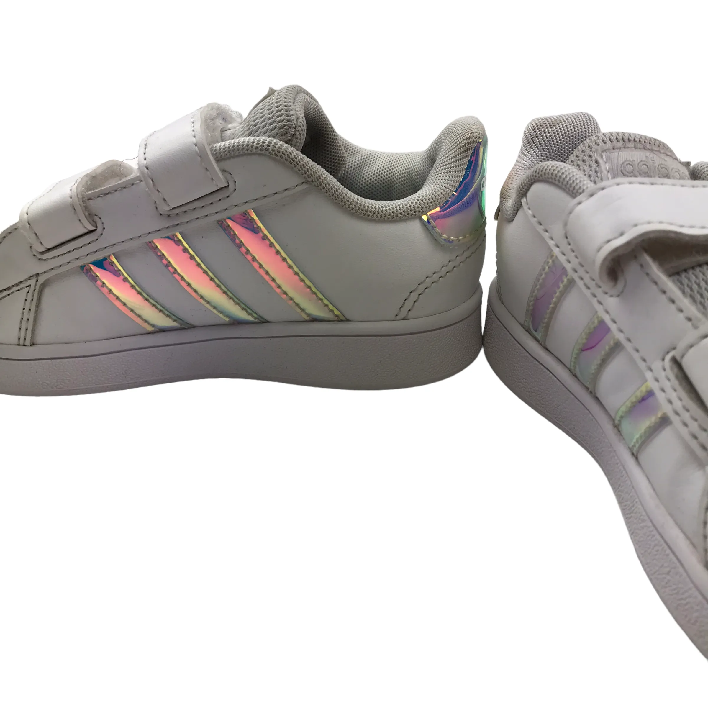 Adidas White and Metallized Detail Trainers Shoe Size 8.5K junior