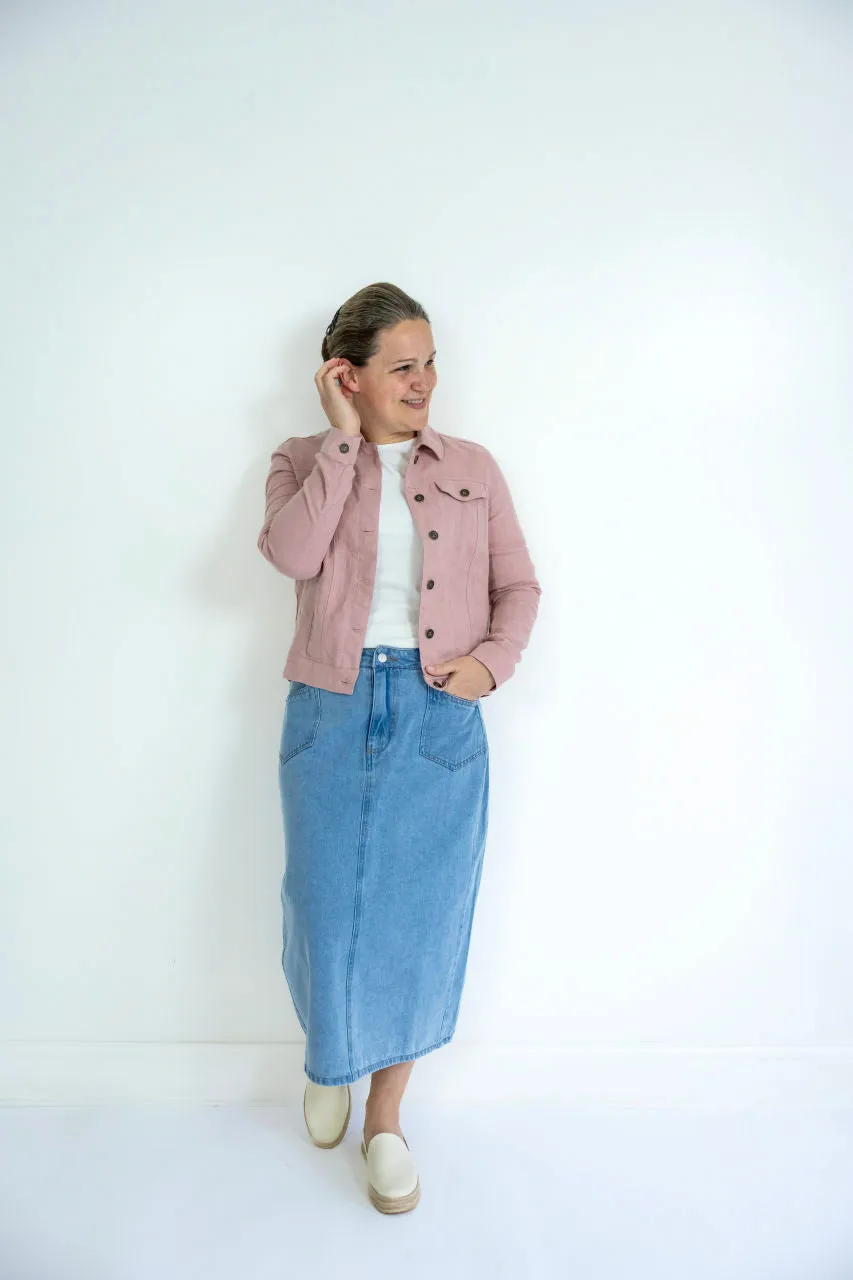 Alderwood Linen Jacket in Soft Pink