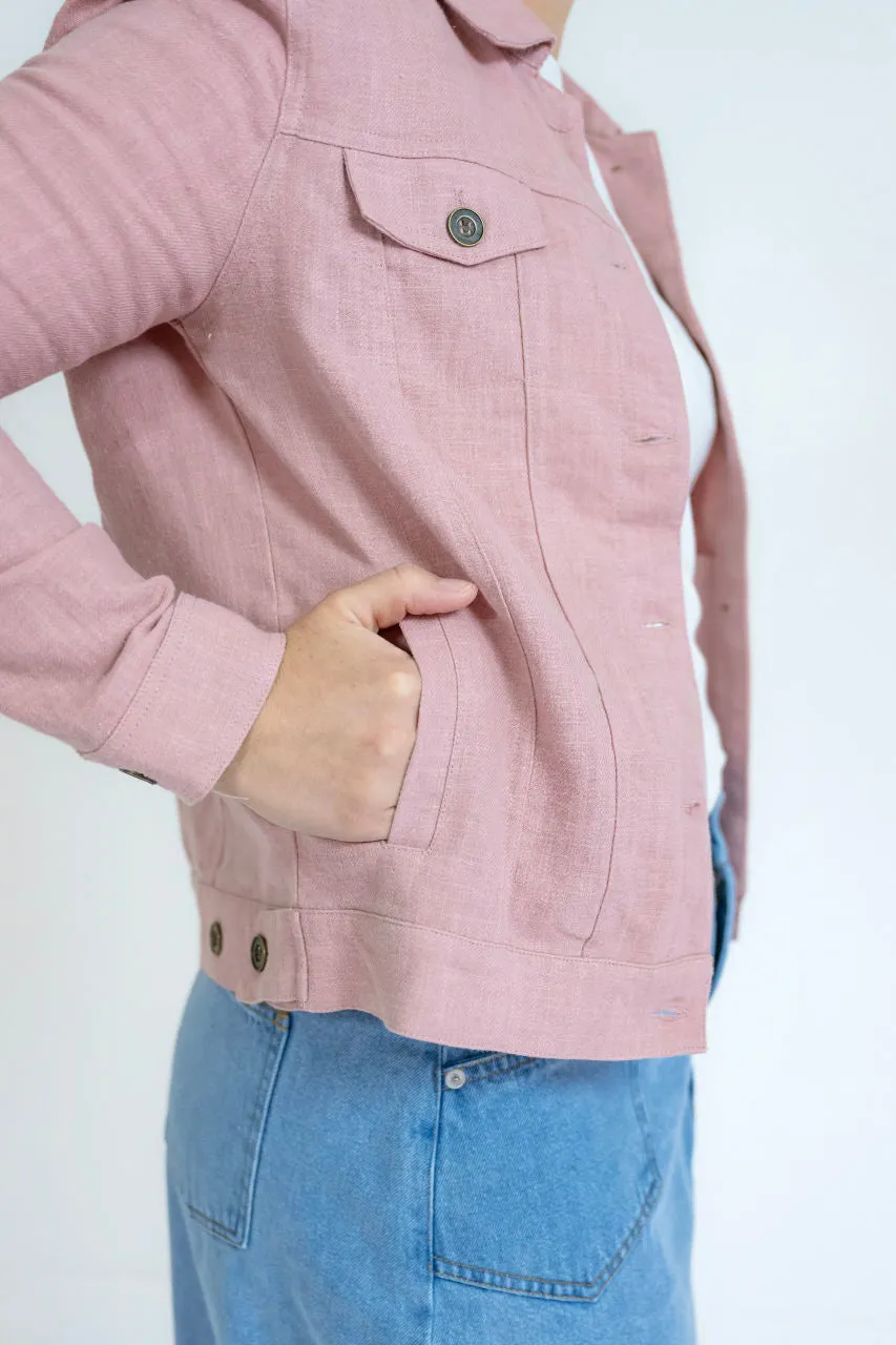 Alderwood Linen Jacket in Soft Pink