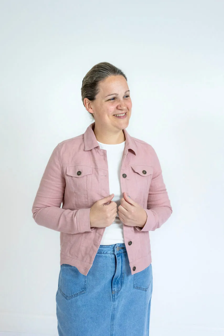 Alderwood Linen Jacket in Soft Pink
