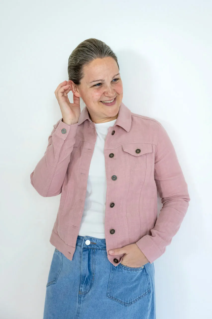 Alderwood Linen Jacket in Soft Pink