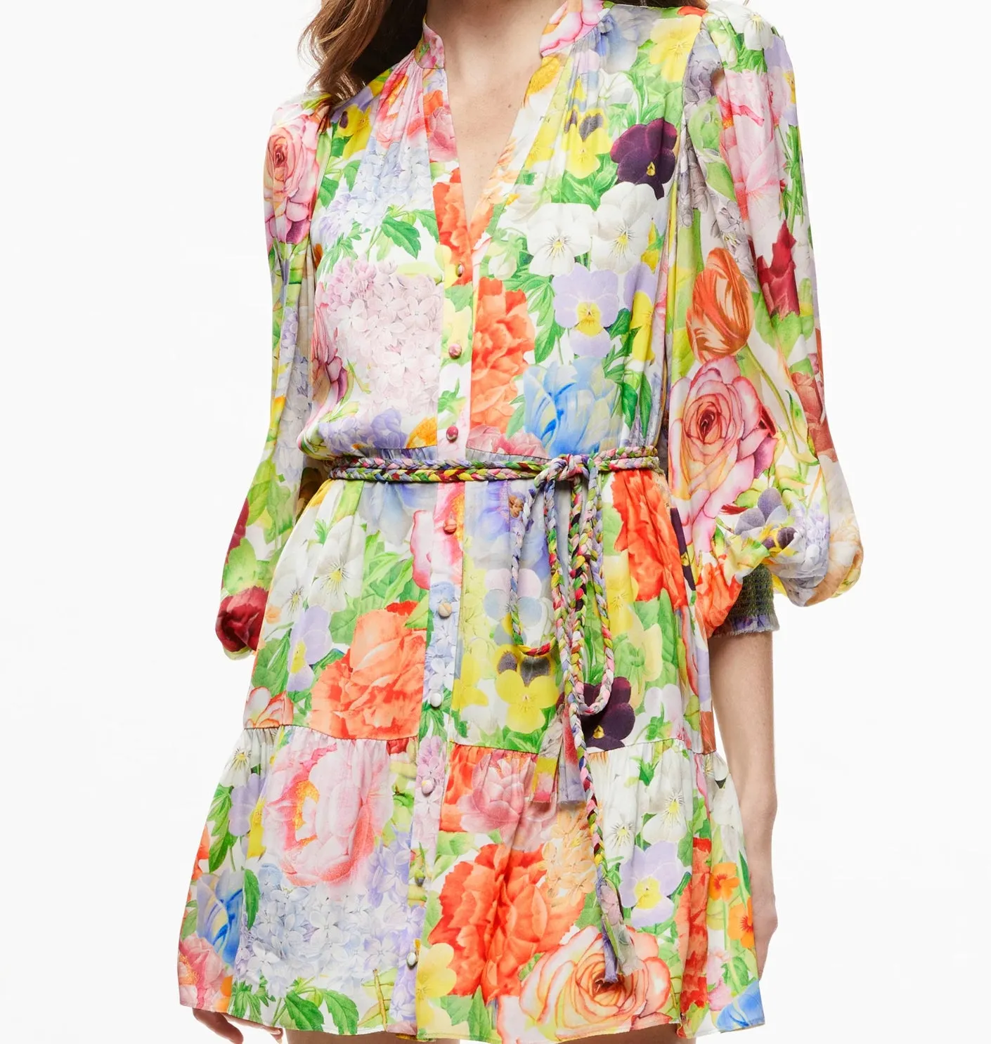 Alice   Olivia Multicoloured Antonette Long Sleeve Mini Dress UK XS/S