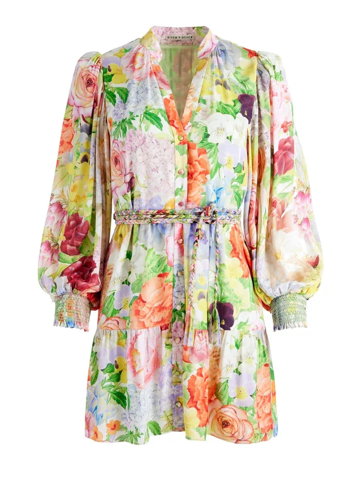 Alice   Olivia Multicoloured Antonette Long Sleeve Mini Dress UK XS/S