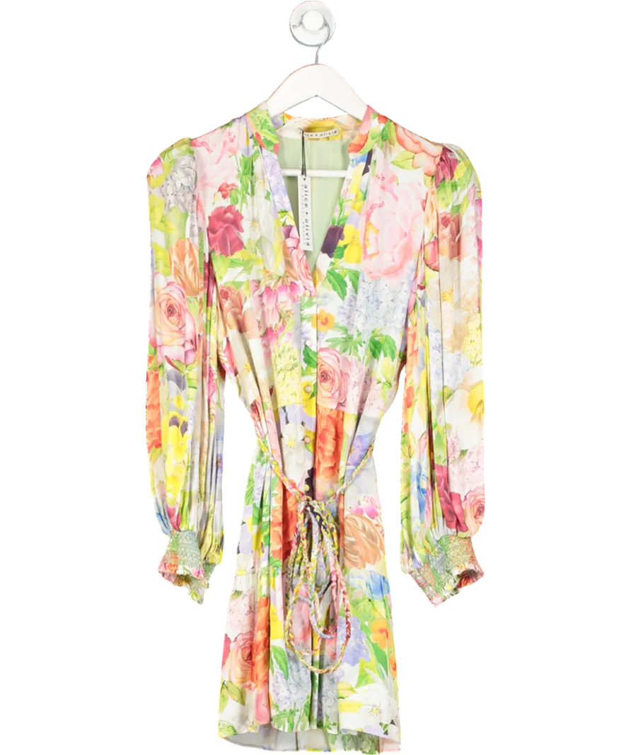 Alice   Olivia Multicoloured Antonette Long Sleeve Mini Dress UK XS/S