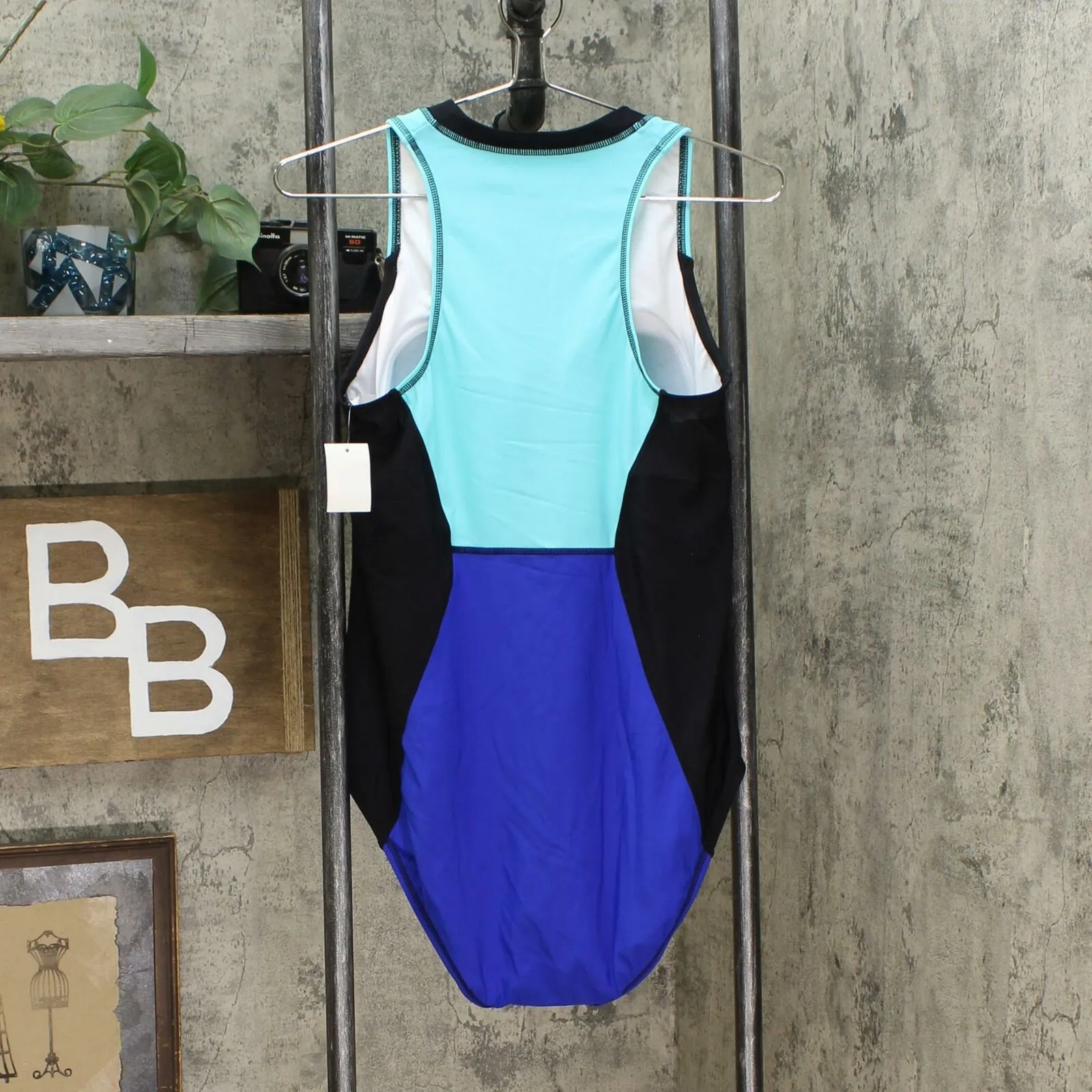 Aqua Green Women's Zip Up One Piece Swimsuit
