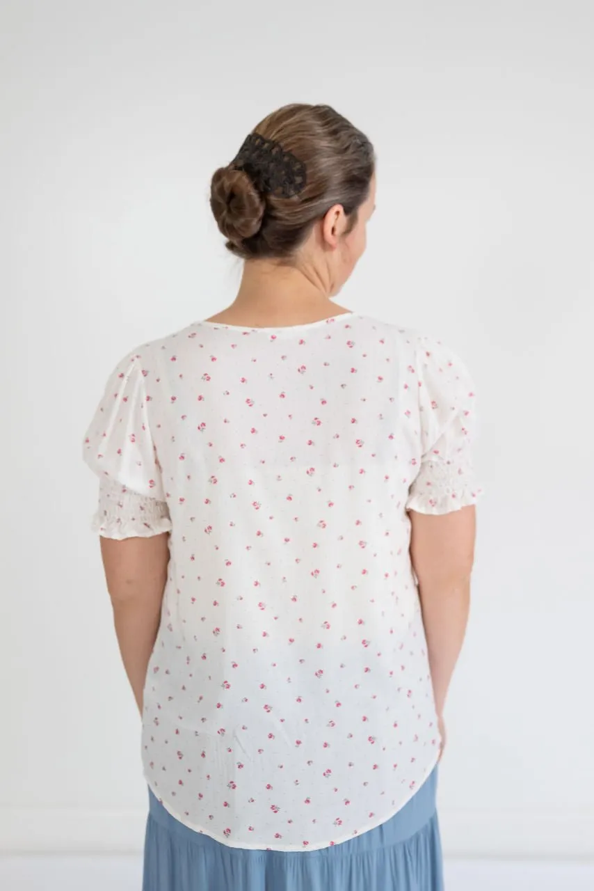 Ashton Floral Top in Cream - FINAL SALE