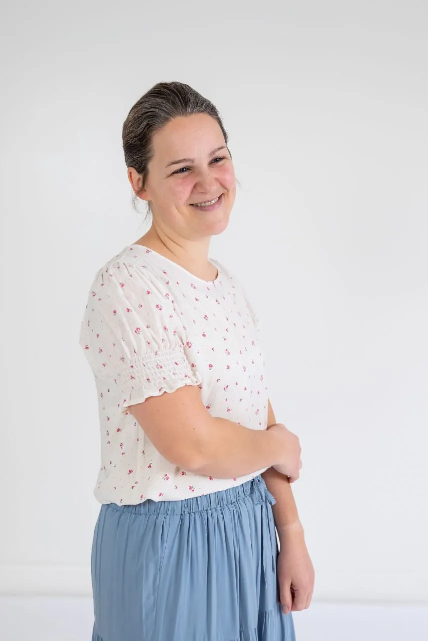 Ashton Floral Top in Cream - FINAL SALE