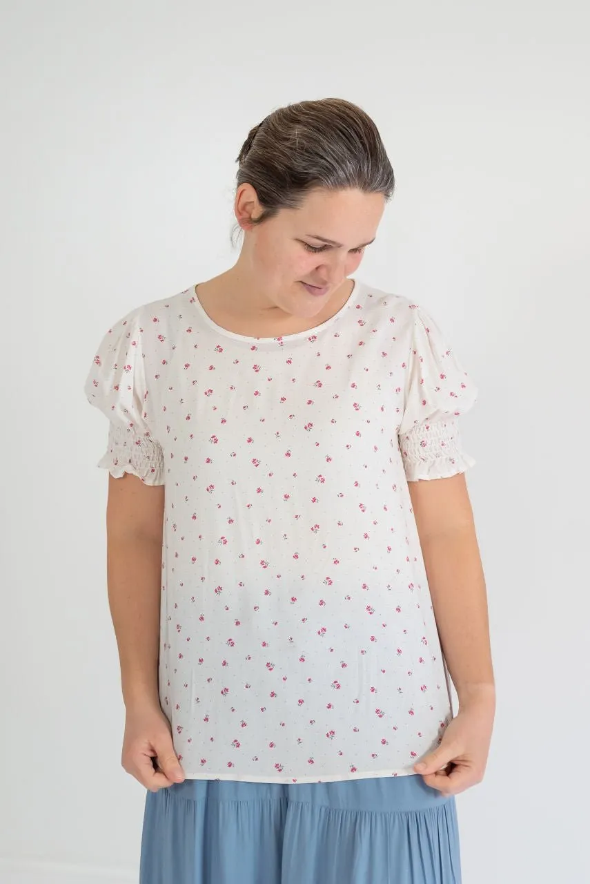 Ashton Floral Top in Cream - FINAL SALE