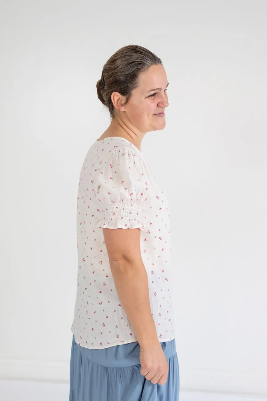 Ashton Floral Top in Cream - FINAL SALE