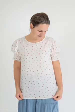 Ashton Floral Top in Cream - FINAL SALE