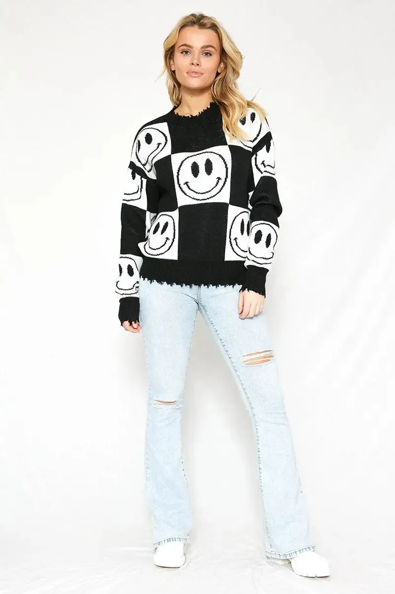 Be Happy Smiley Face Sweater