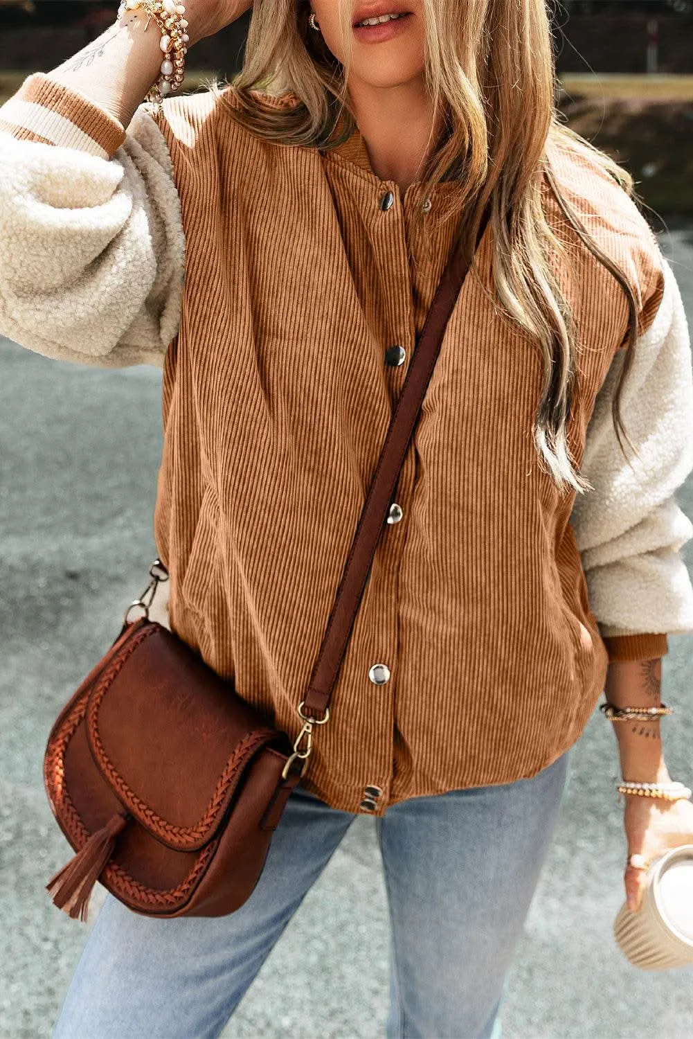 Buckskin corduroy fleece bomber