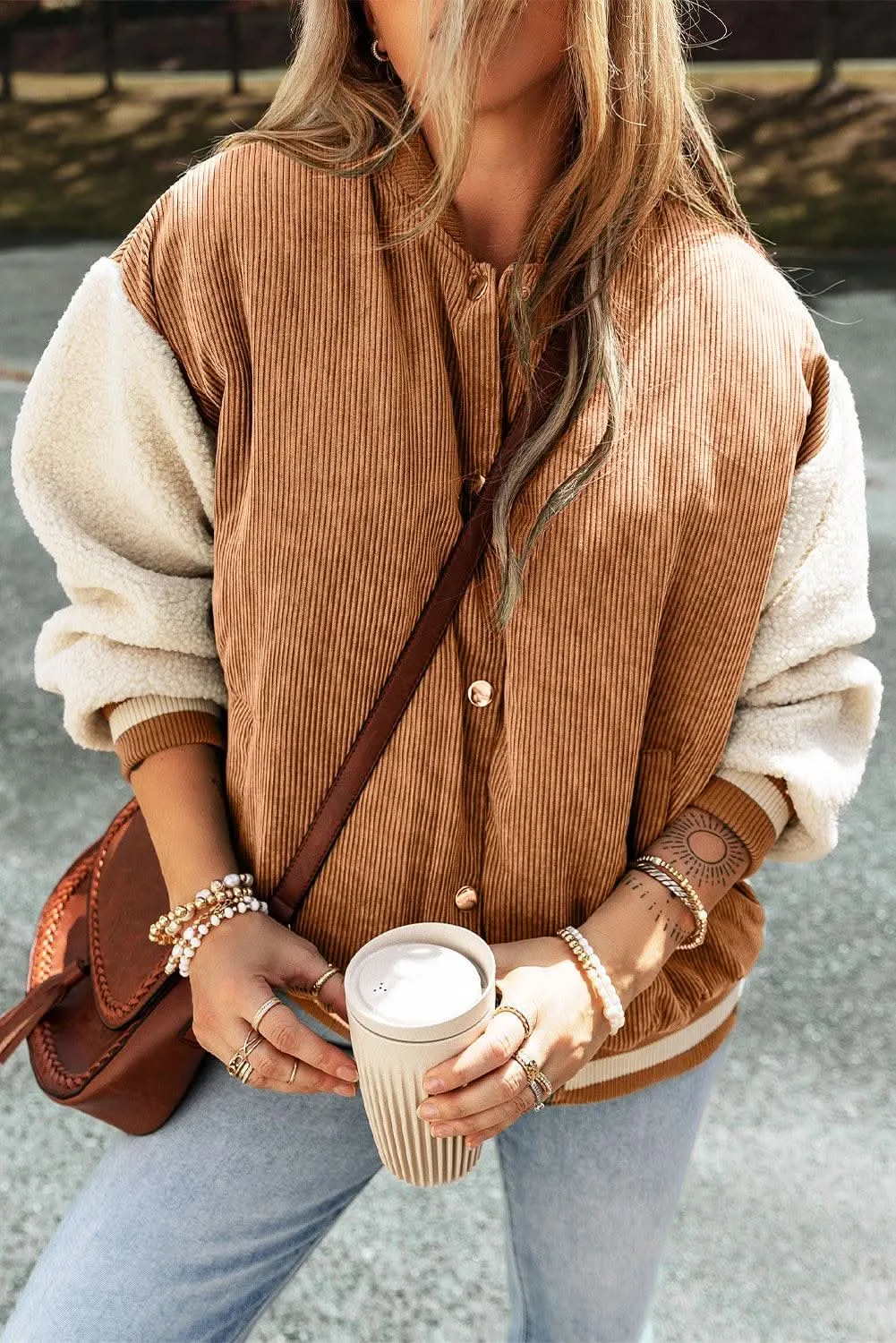 Buckskin corduroy fleece bomber