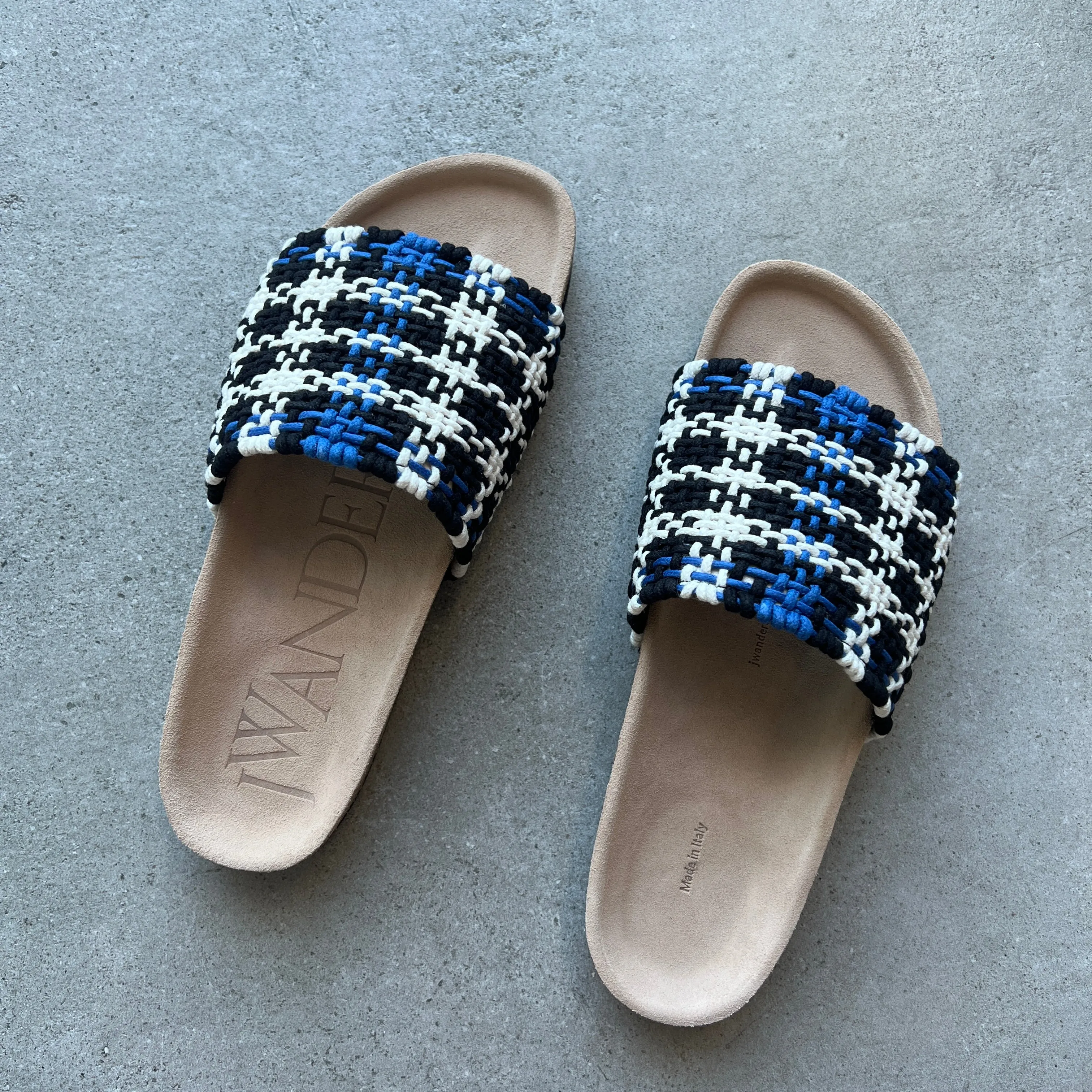 Check Slide, Blue/White