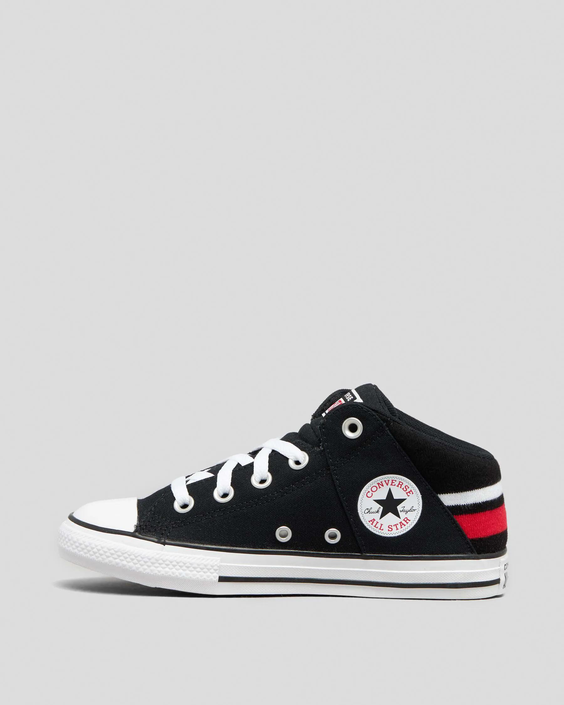 Converse Junior CTAS Axel Mid Sneaker (Black/White Red)