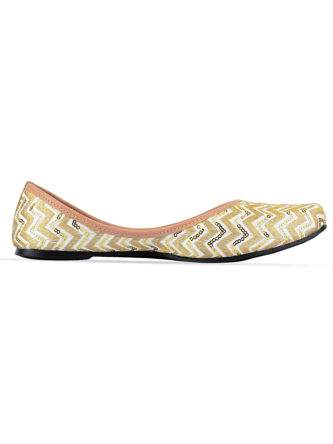 DESI COLOUR Women Off White Ethnic Mojaris Flats