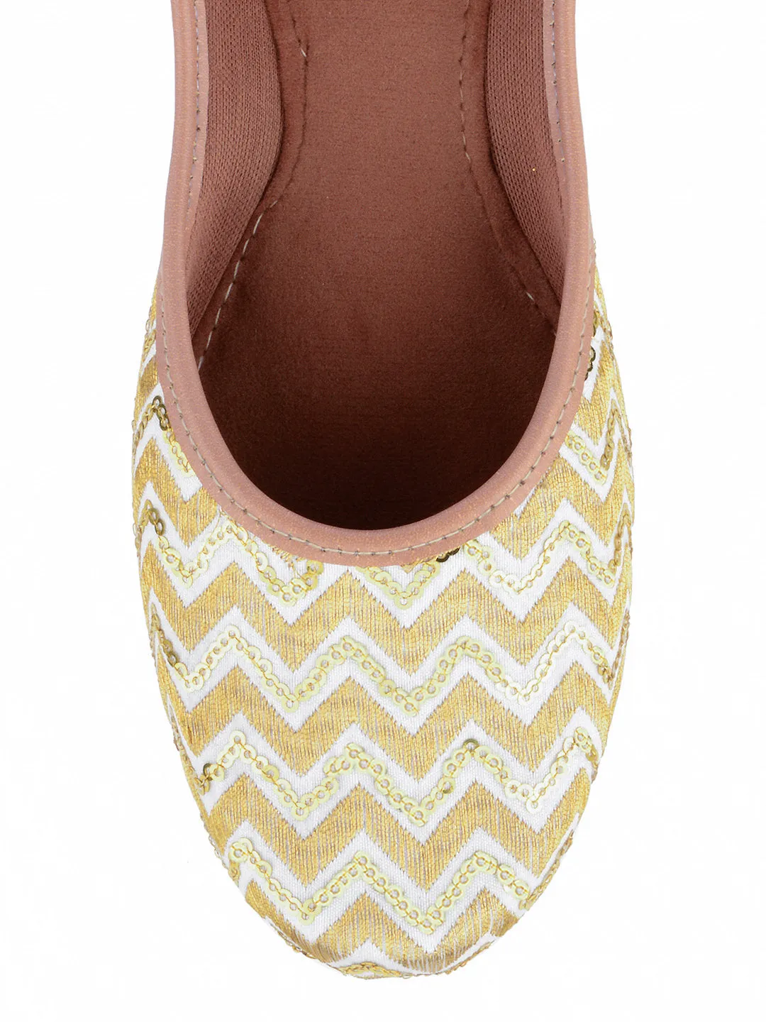 DESI COLOUR Women Off White Ethnic Mojaris Flats
