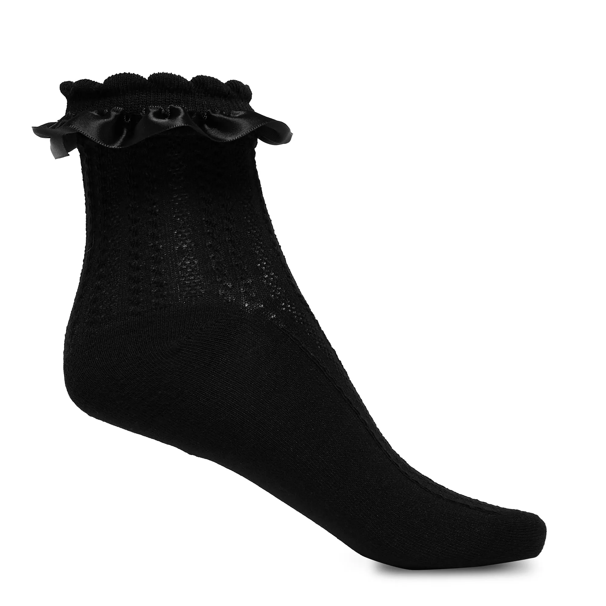 Divine Ruffle Black Socks