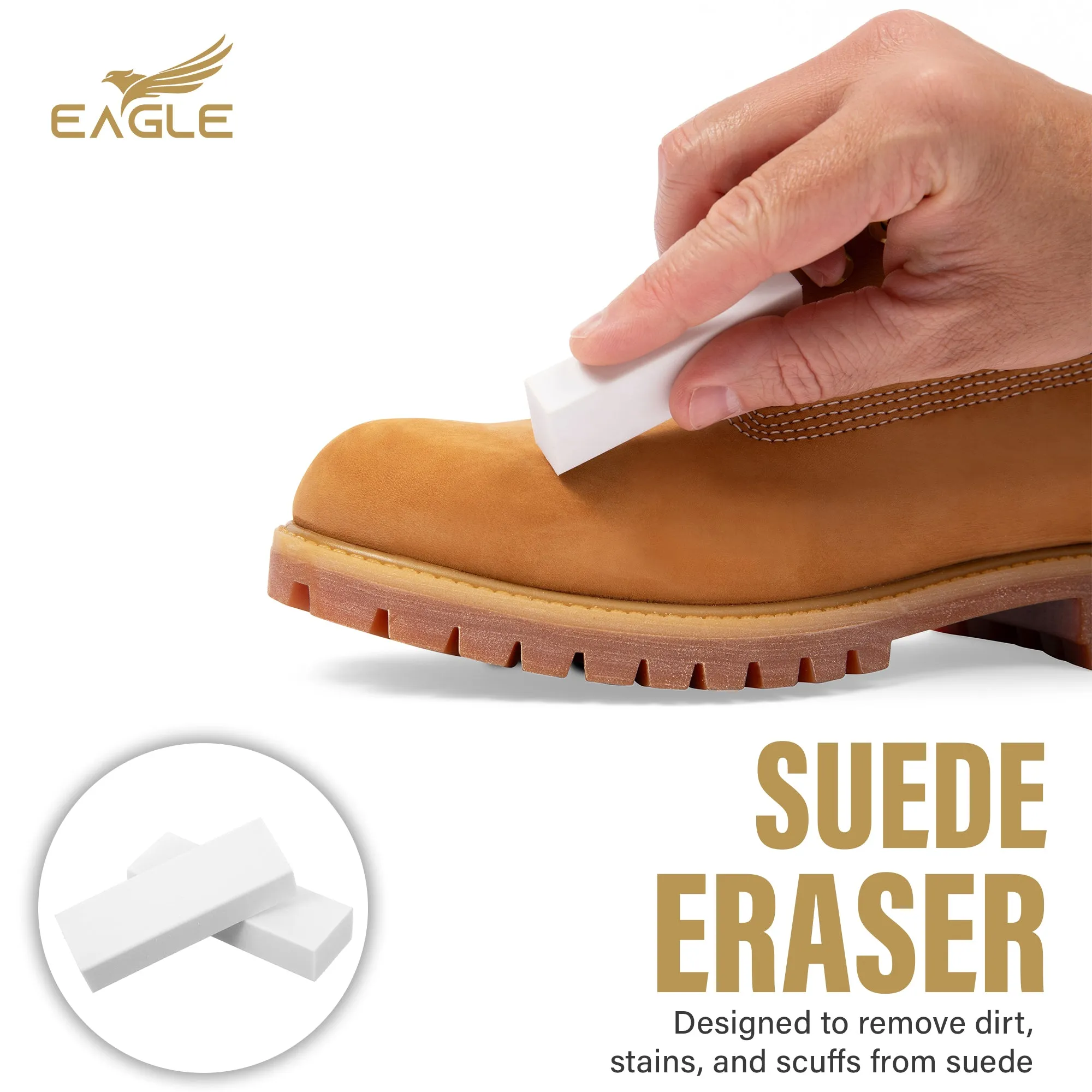 Eagle Suede Shoe Cleaner Kit – Suede Cleaning Kit with Brush and Eraser – Nubuck Cleaner and Suede Stain Remover for Shoes, Boots, Purses, and Sneakers