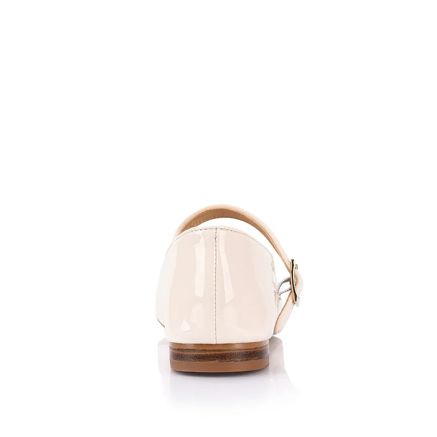 Eden Mary Jane Flats - Bone White Patent