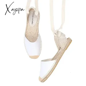 Espadrilles Sandals Shoes Fashionable Genuine Leather T-Strap Platform Womens Sandals Women's Casual Lace-up