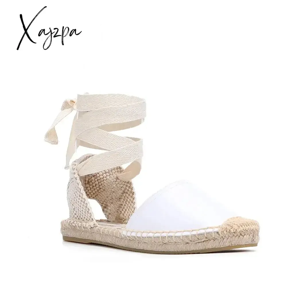 Espadrilles Sandals Shoes Fashionable Genuine Leather T-Strap Platform Womens Sandals Women's Casual Lace-up