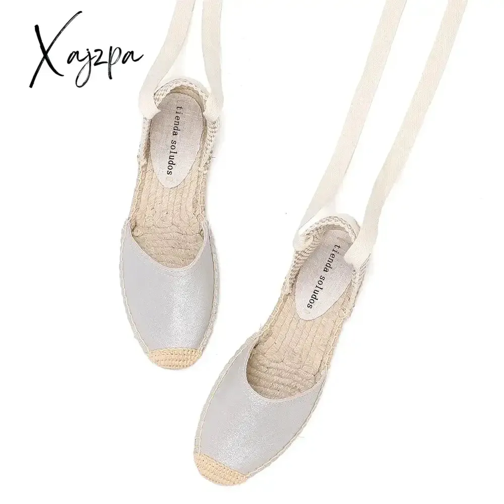 Espadrilles Sandals Shoes Fashionable Genuine Leather T-Strap Platform Womens Sandals Women's Casual Lace-up