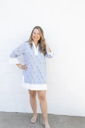 Floral Mini Blue Dress
