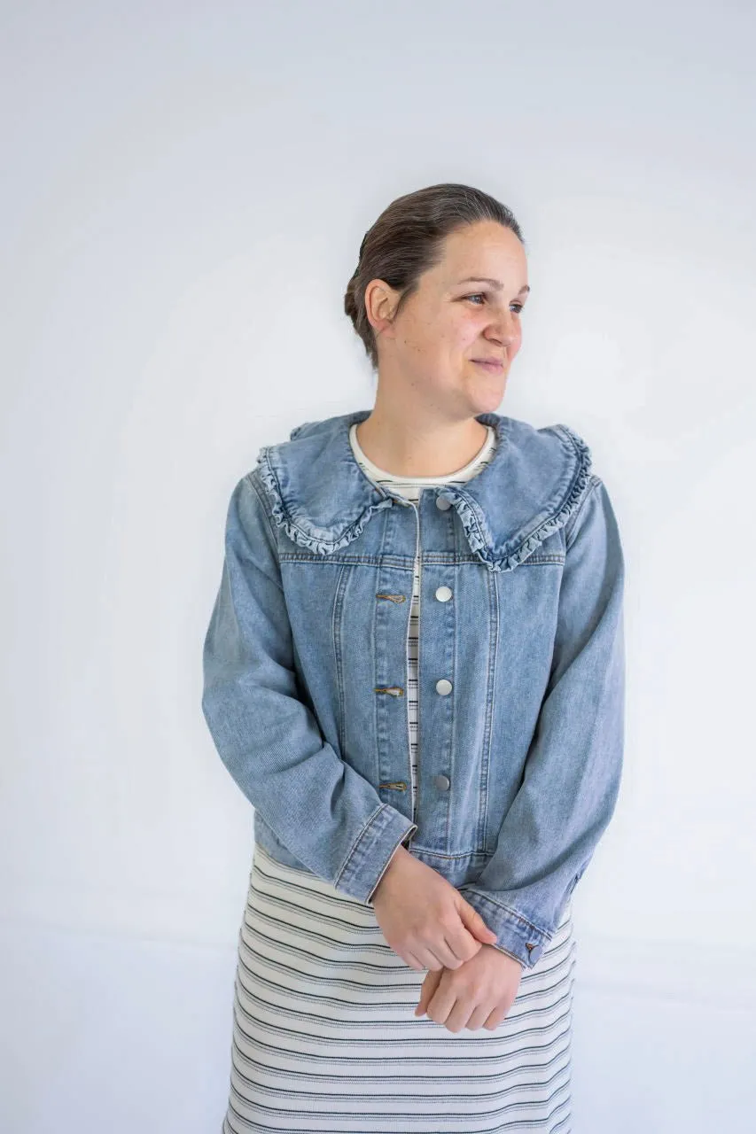 Franceska Ruffle Collar Denim Jacket