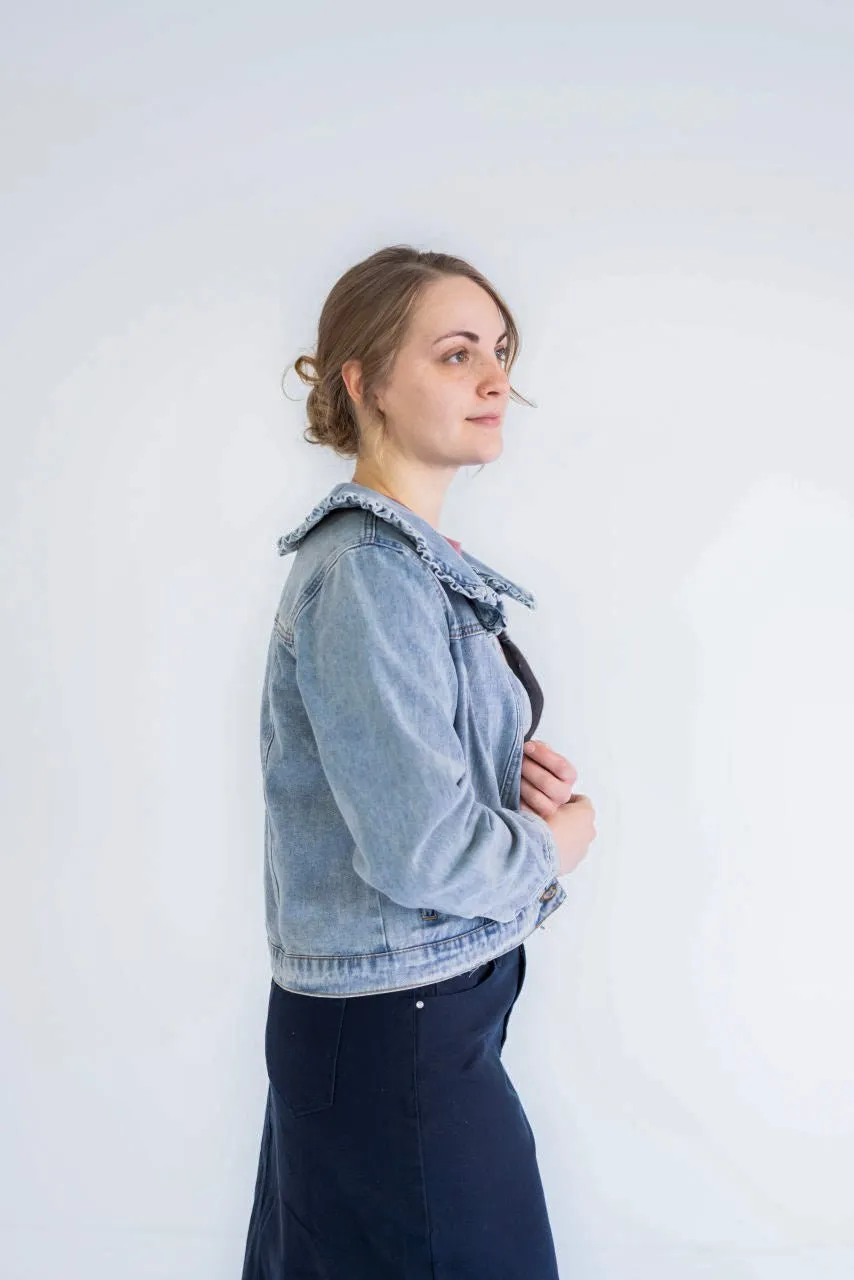 Franceska Ruffle Collar Denim Jacket