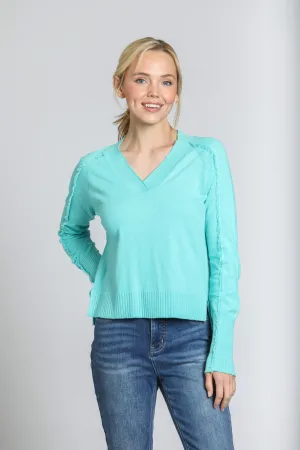 Fringed V-Neck Sweater