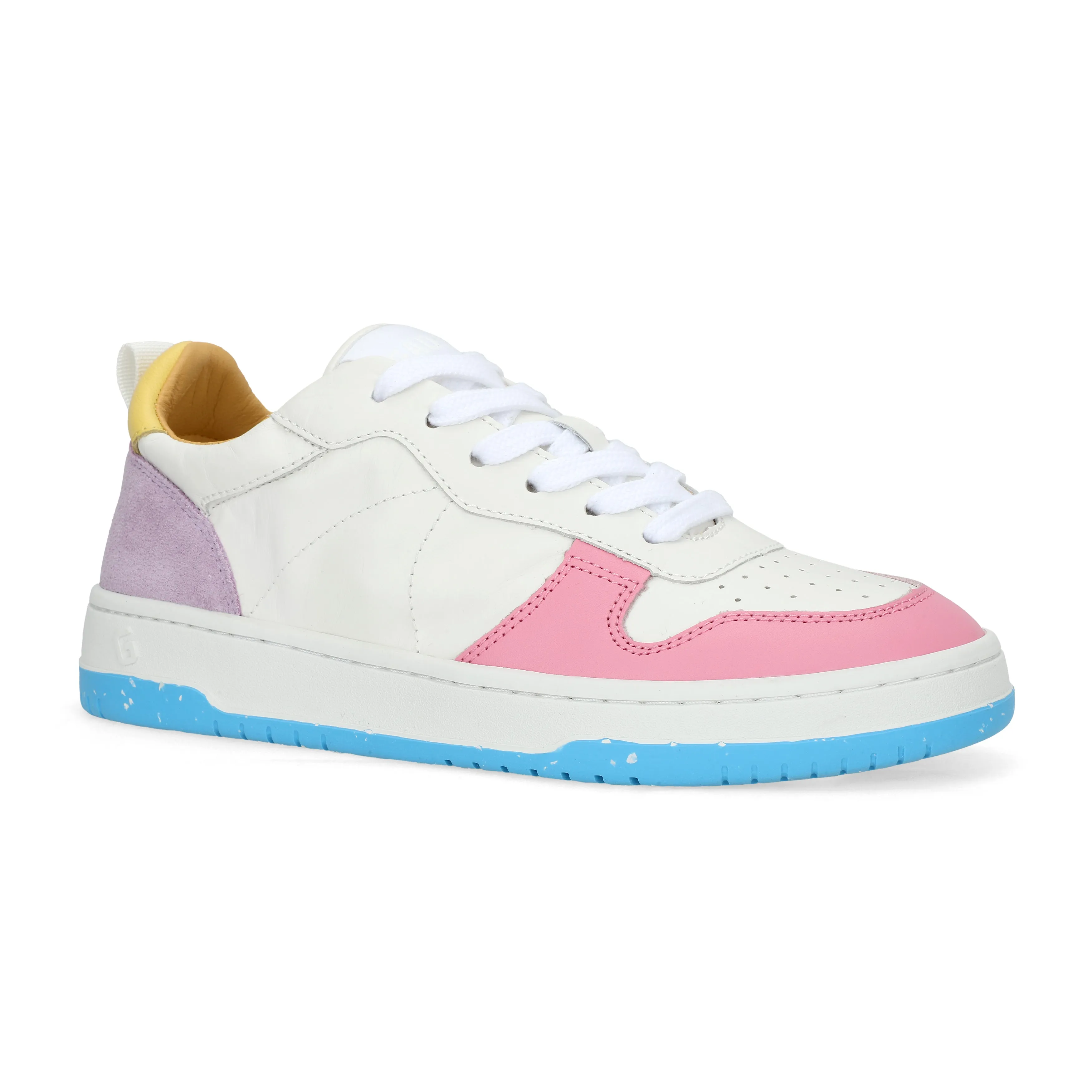 Gadol Sneaker in White with Pink, Blue and Yellow