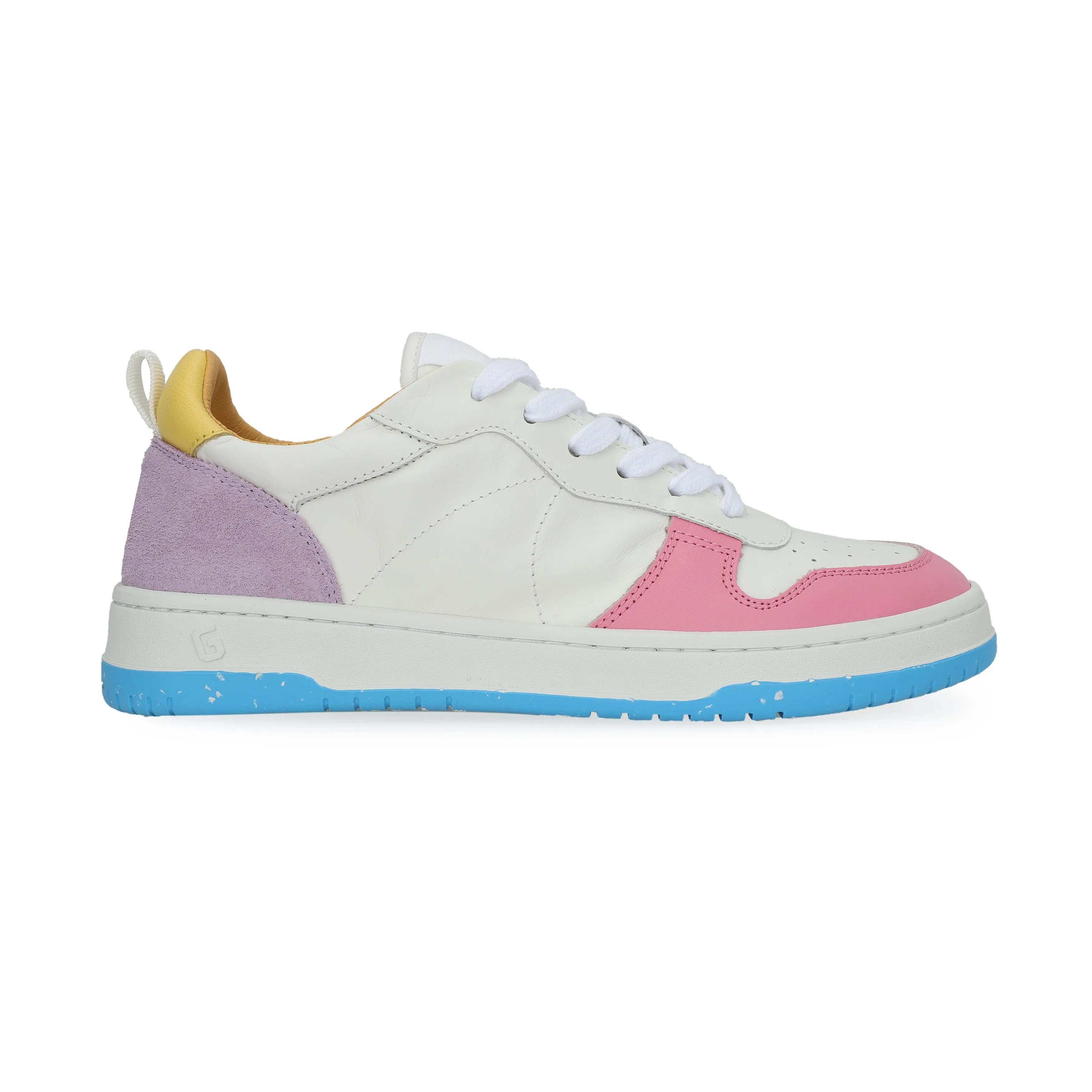 Gadol Sneaker in White with Pink, Blue and Yellow