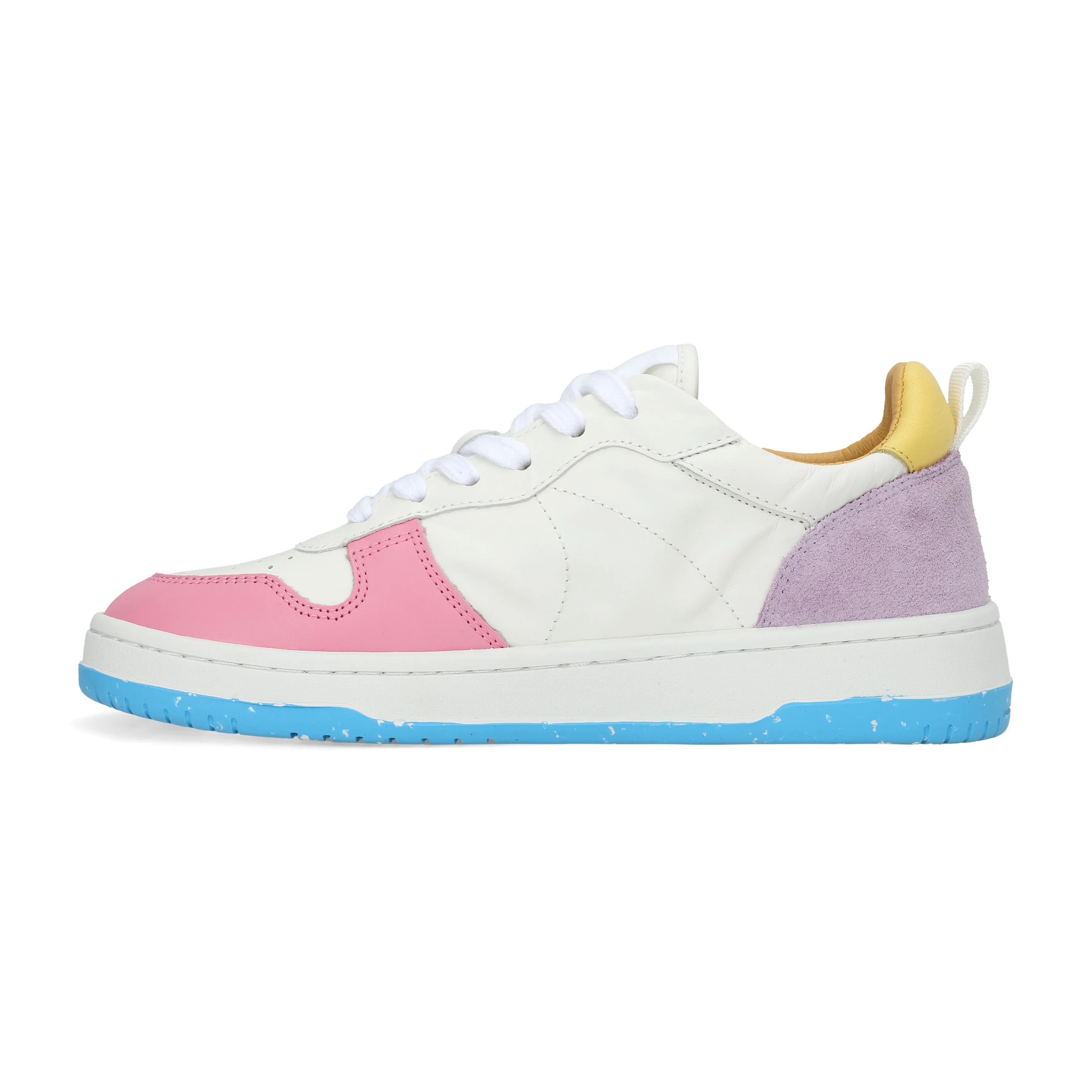 Gadol Sneaker in White with Pink, Blue and Yellow