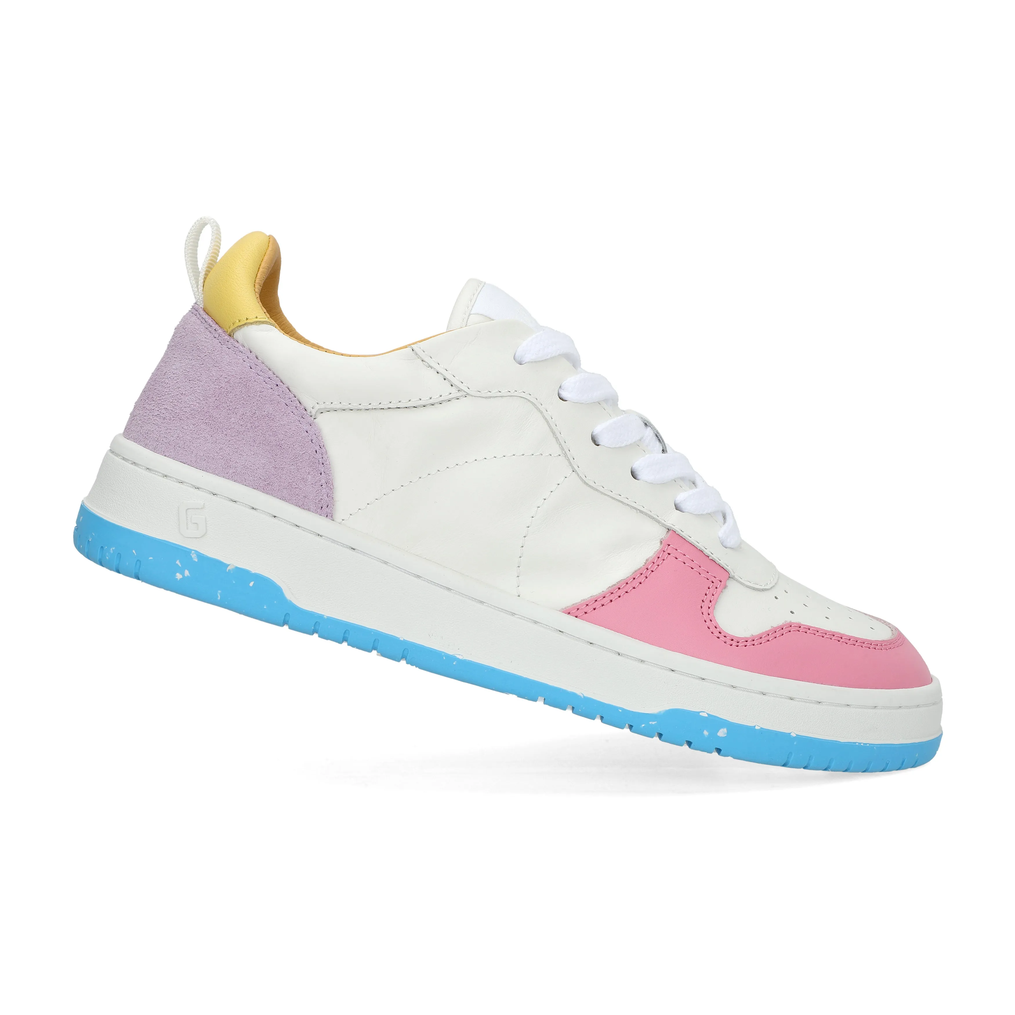 Gadol Sneaker in White with Pink, Blue and Yellow