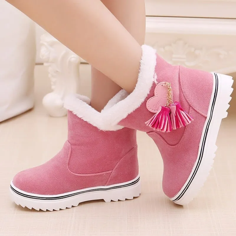 Girls Boots Fur Thick Warm Children's Top Quality Snow Boots