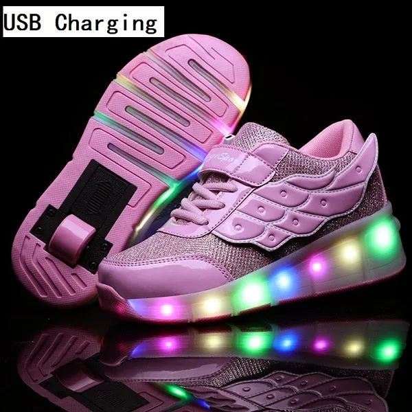 Glowing Sneakers  Led Light Roller Skate Shoes Kids Led Shoes Boys Girls USB Charging