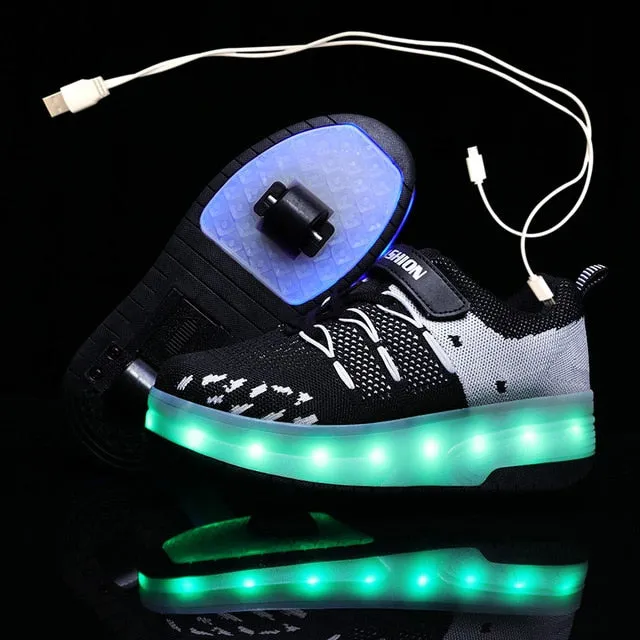 Glowing Sneakers  Led Light Roller Skate Shoes Kids Led Shoes Boys Girls USB Charging