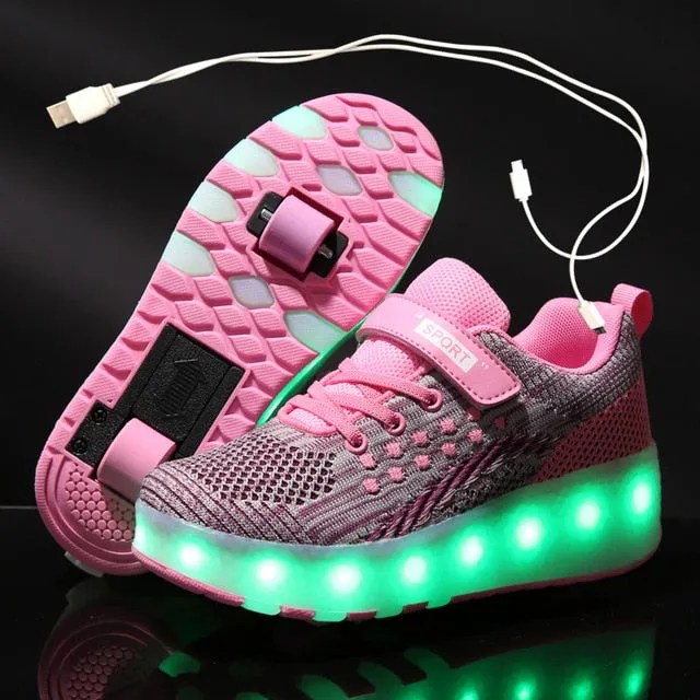 Glowing Sneakers  Led Light Roller Skate Shoes Kids Led Shoes Boys Girls USB Charging