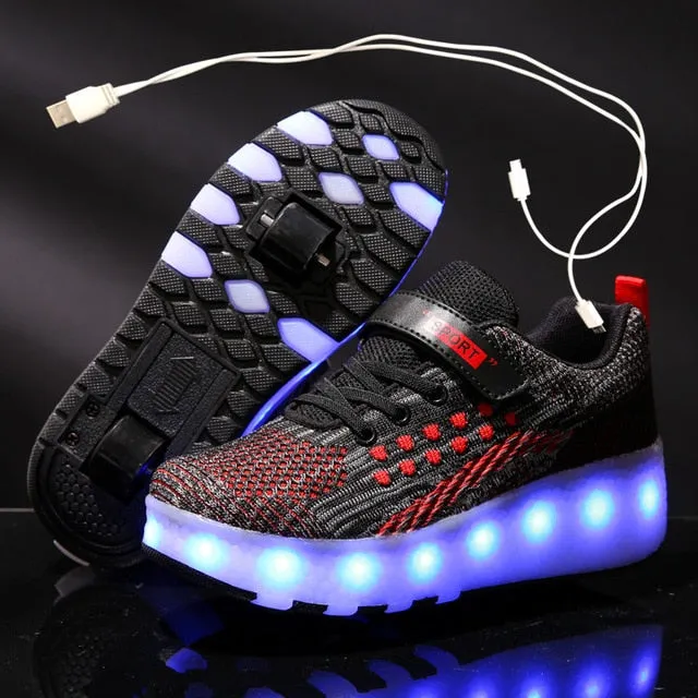 Glowing Sneakers  Led Light Roller Skate Shoes Kids Led Shoes Boys Girls USB Charging