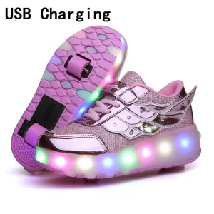 Glowing Sneakers  Led Light Roller Skate Shoes Kids Led Shoes Boys Girls USB Charging