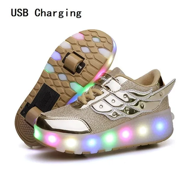 Glowing Sneakers  Led Light Roller Skate Shoes Kids Led Shoes Boys Girls USB Charging
