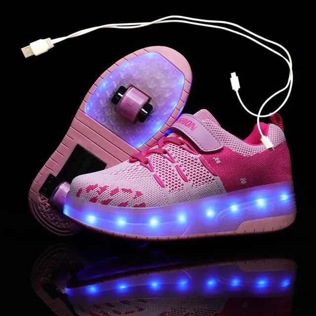 Glowing Sneakers  Led Light Roller Skate Shoes Kids Led Shoes Boys Girls USB Charging