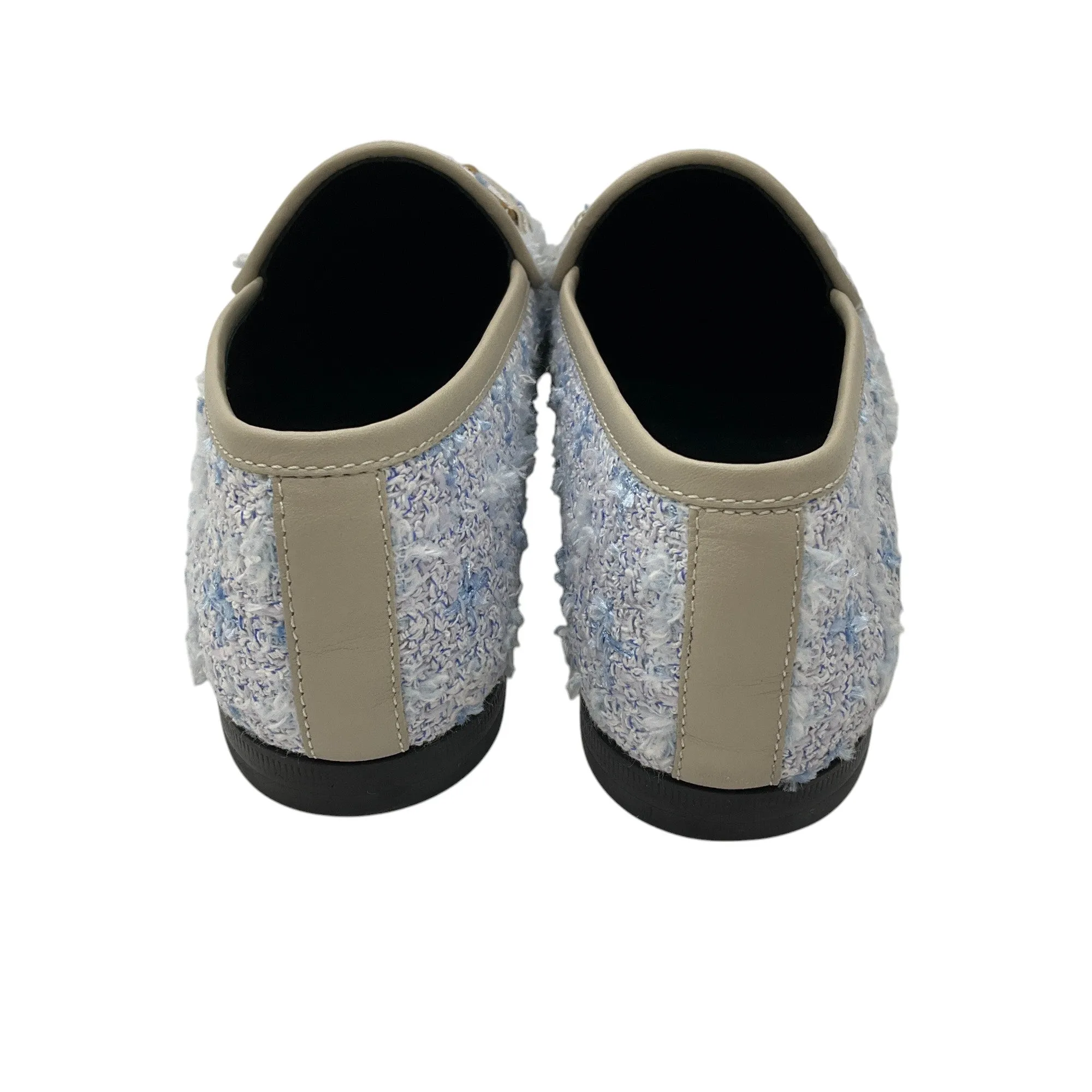 Gucci Light Blue Jordaan Tweed Loafers